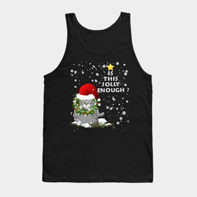 Is This Jolly Enough Cat Santa Hat Tank Top by ArtsyTshirts